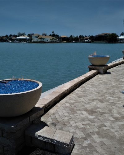 Fire Bowls with Blue Glass Accent | Jacobs Total Gas Services - Expert Propane & Natural Gas Installation Services in Naples, Marco Island, Bonita Springs & Estero